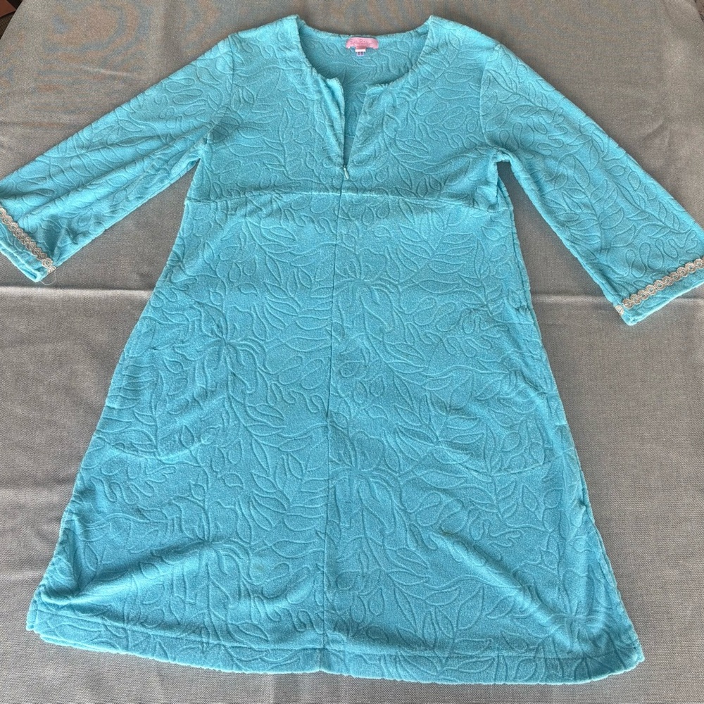Lilly Pulitzer Turquoise Textured Fabric lounge swimsuit coverup